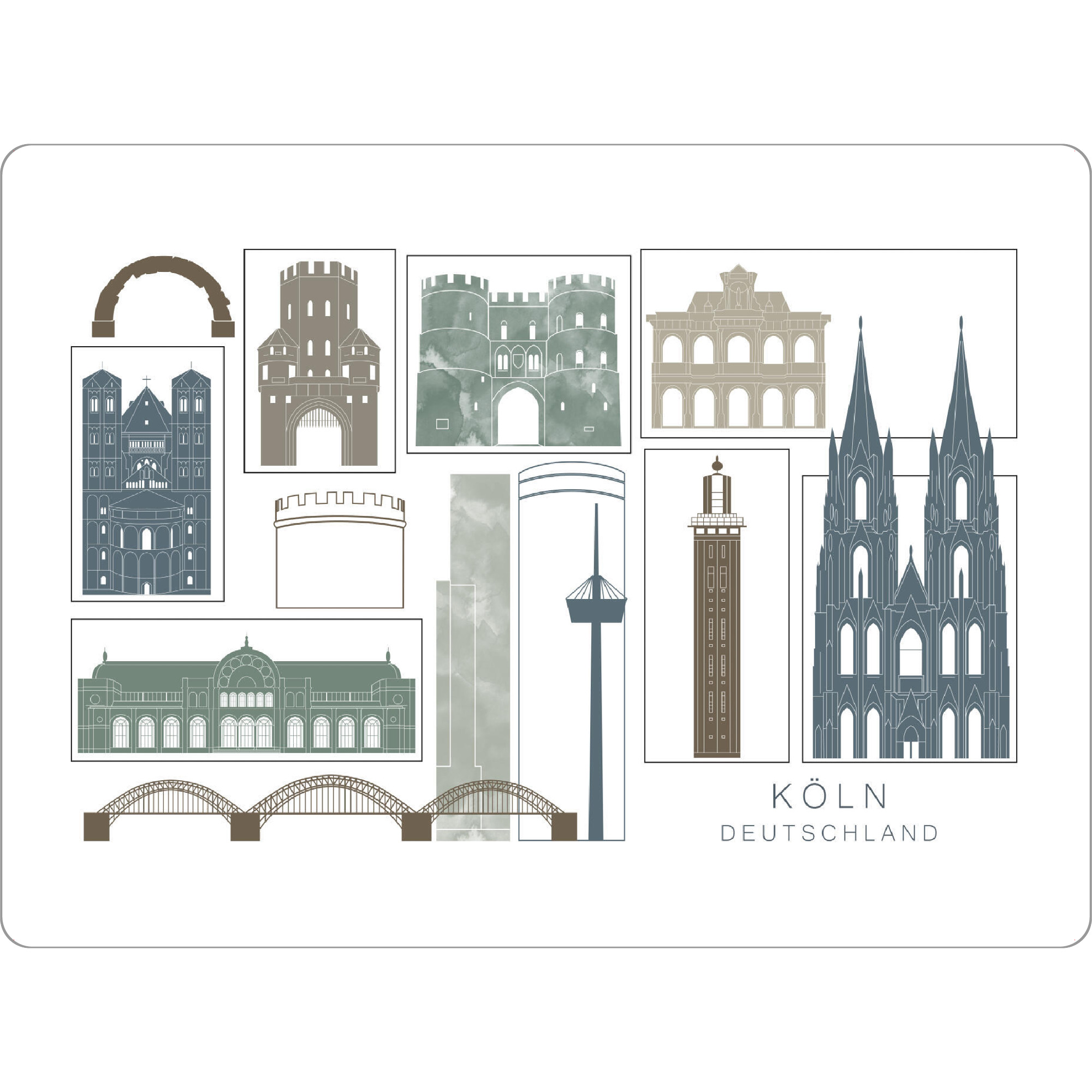 Tischset "Cologne skyline, navy" artboxONE - Städte,Städte / Köln,Reise,Architektur