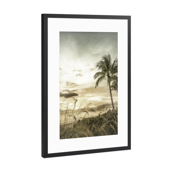 Poster mit Rahmen Schwarz (Metallic) "Vintage Bonita Beach" artboxONE - Natur,Reise / Strand und Meer
