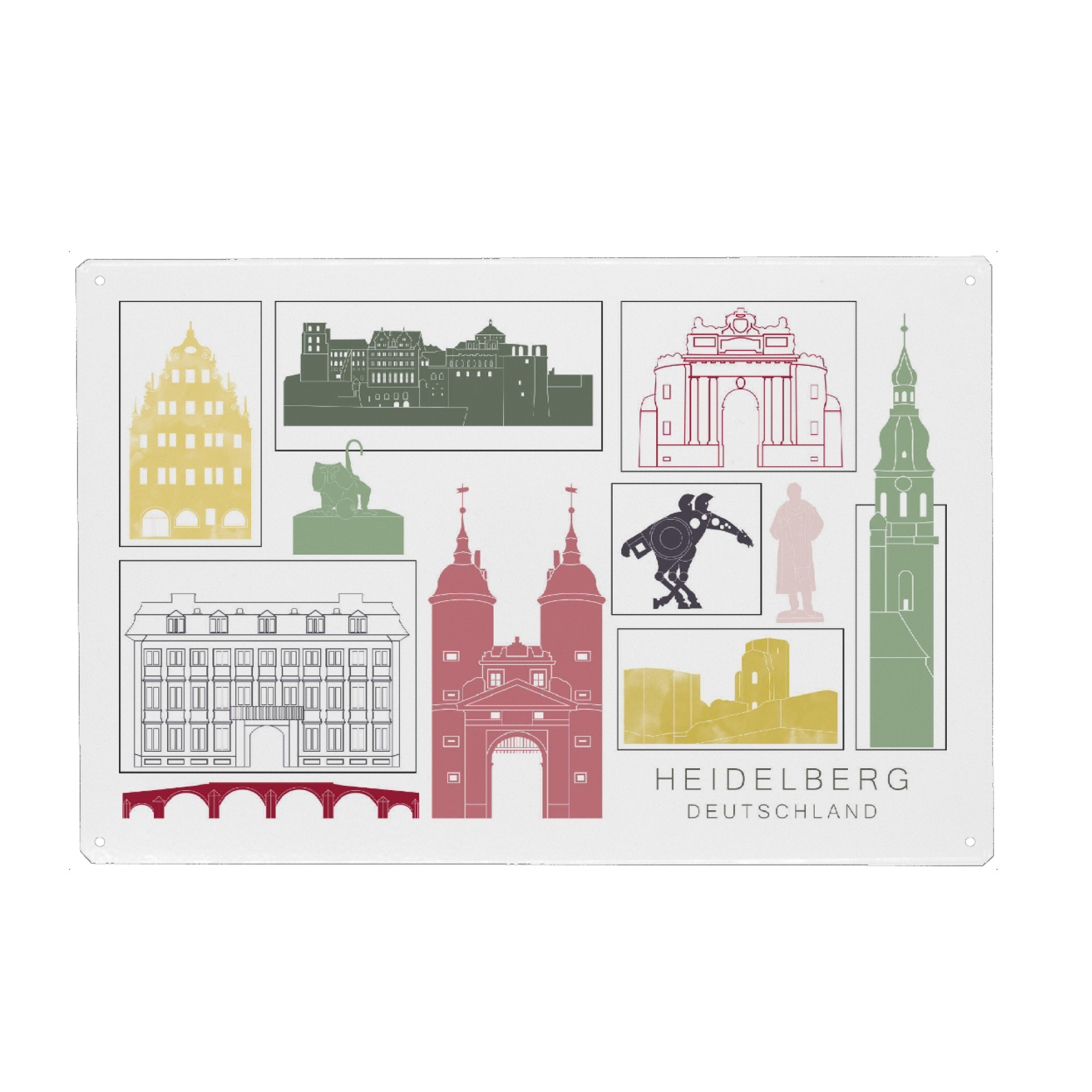 Metall Poster "Heidelberg skyline burgundy" artboxONE - Städte,Reise,Architektur