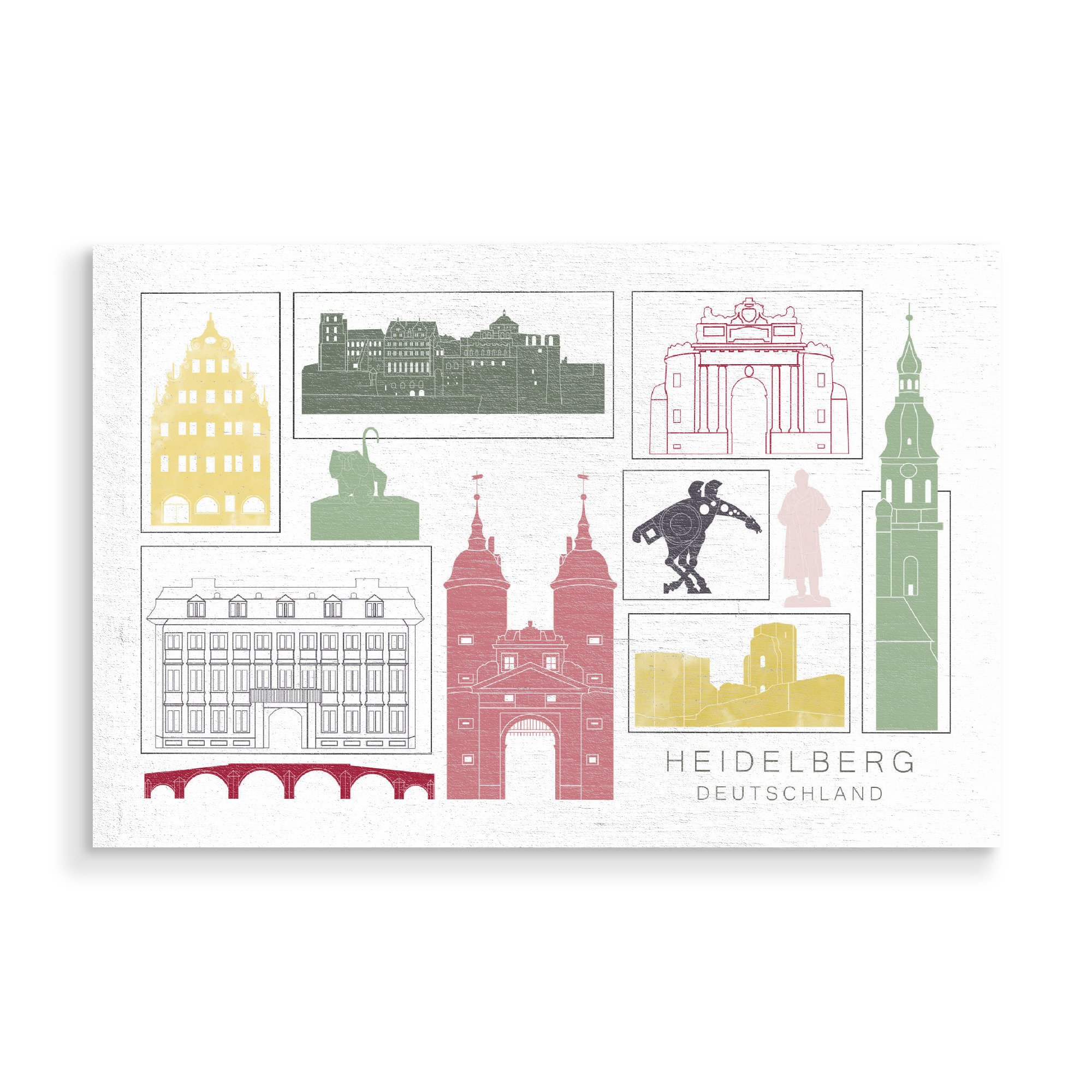 Holzbild "Heidelberg skyline burgundy" artboxONE - Städte,Reise,Architektur