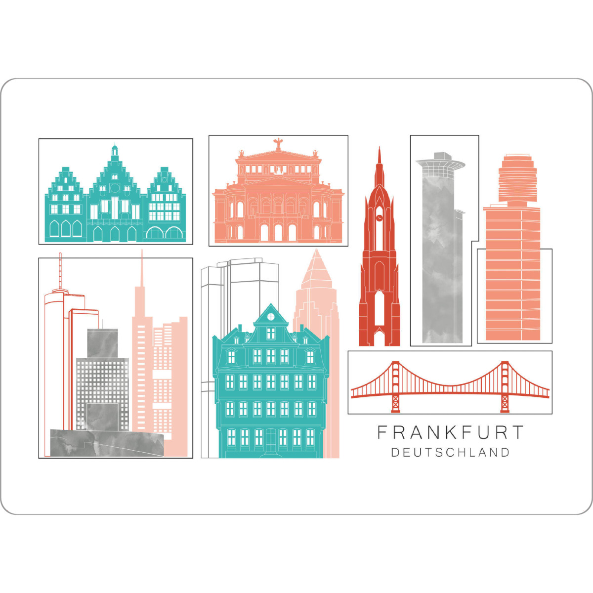 Tischset "Frankfurt skyline coral" artboxONE - Städte,Reise,Architektur,Städte / Frankfurt