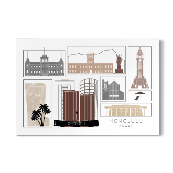 Galerie-Print "Honolulu skyline black & brown" 30x20 cm artboxONE