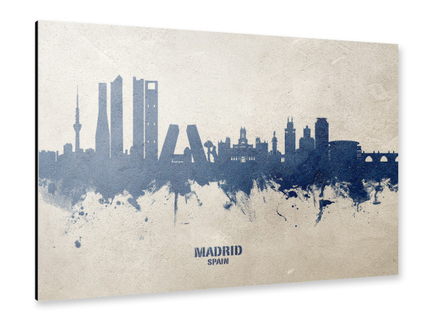 Alu-Dibond "Madrid Spain Skyline PaintBlue" 30x20 cm artboxONE