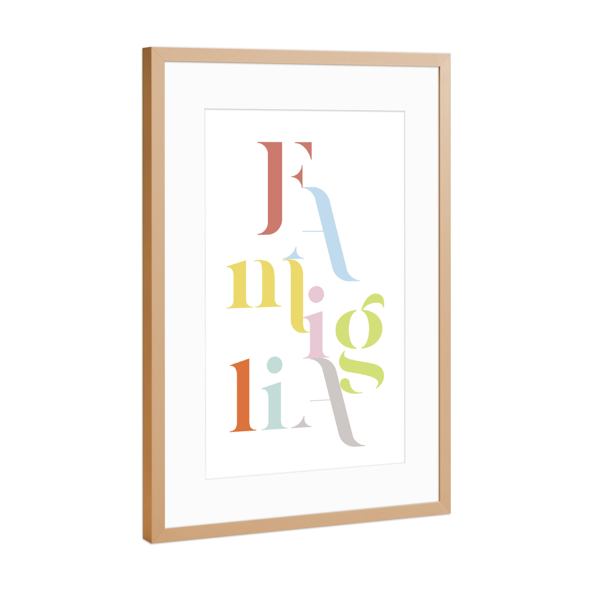 Poster mit Rahmen Kupfer "Famiglia italienisch" artboxONE - Typografie,Liebe,Für Mama,Für Papa