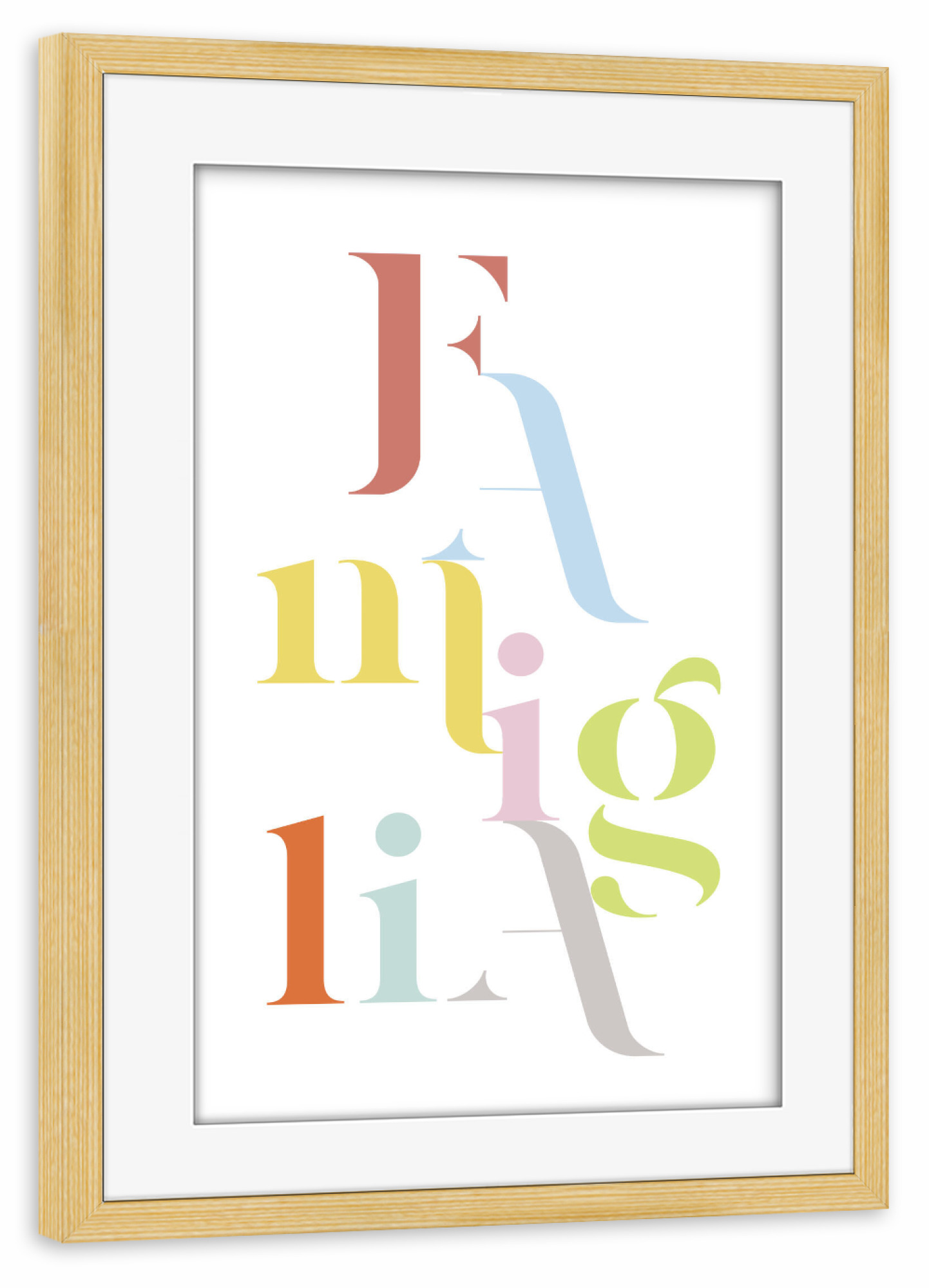 Poster mit Rahmen kiefer "Famiglia italienisch" artboxONE - Typografie,Liebe,Für Mama,Für Papa