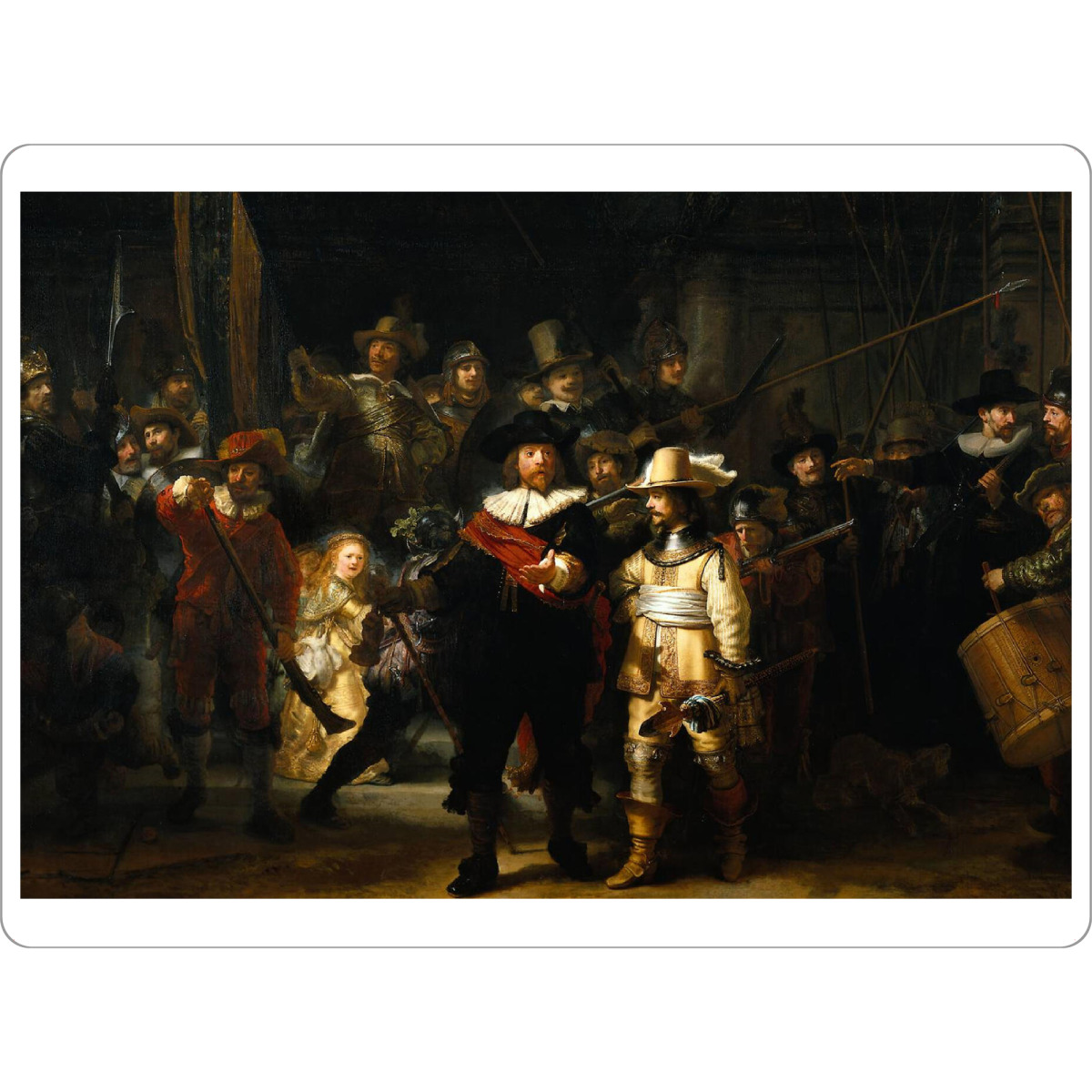 Tischset "Die Nachtwache" artboxONE - Menschen,Männer - Geschichte,Baroque,Holland,History,Malerei,Gemälde,Kunst,Rembrandt,Männer,Menschen,Nachtwache