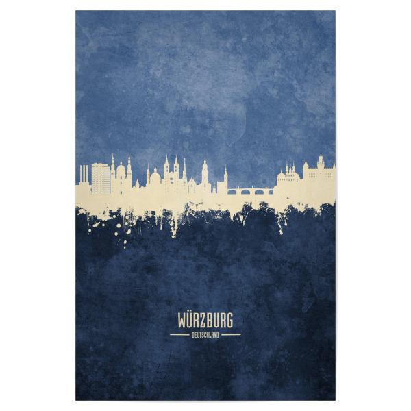 Poster 30x20 cm "Würzburg Germany Skyline Navy" artboxONE - Städte