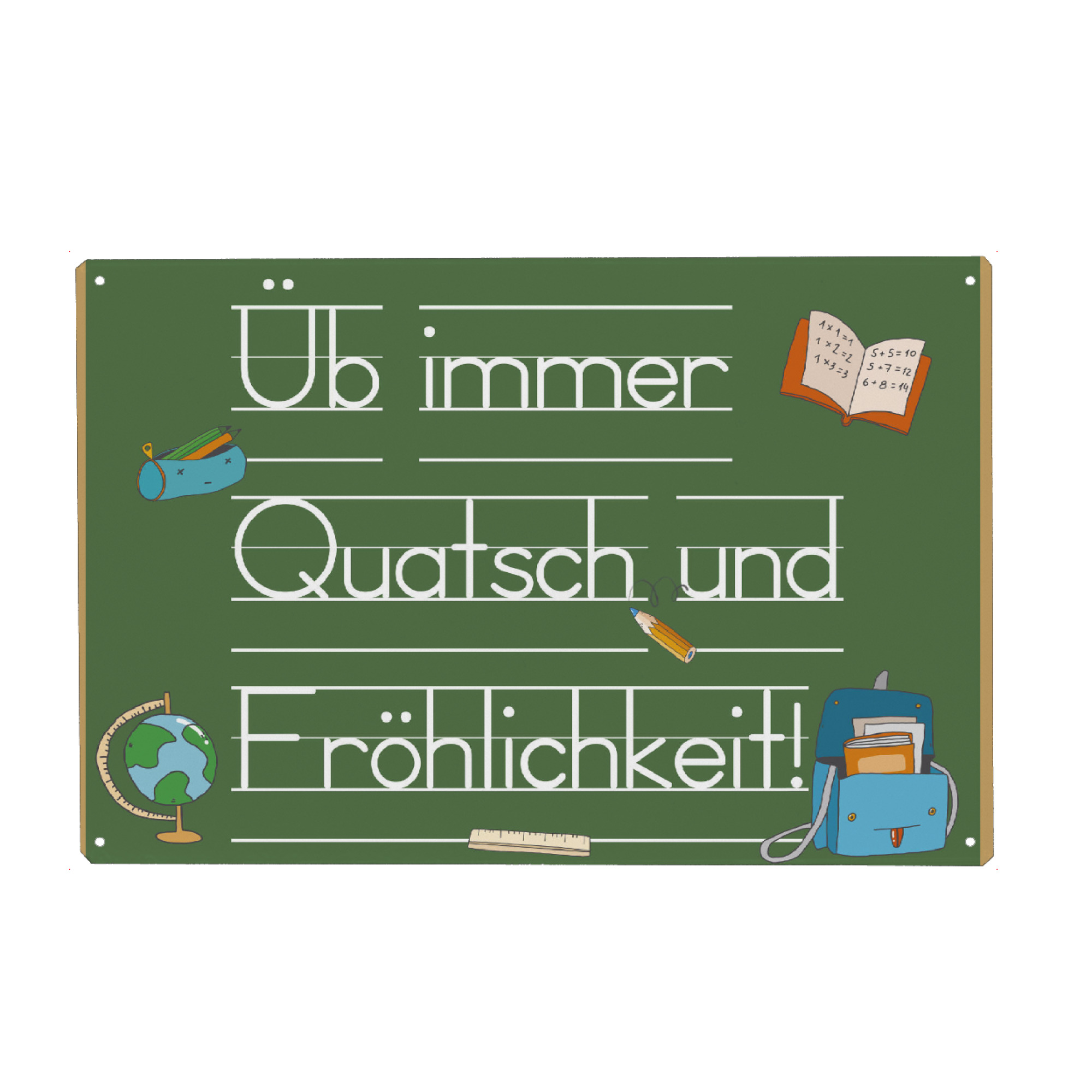 Metall Poster "Quatsch und Fröhlichkeit" artboxONE - Typografie,Für Kinder,Lehrersprüche,Lustig