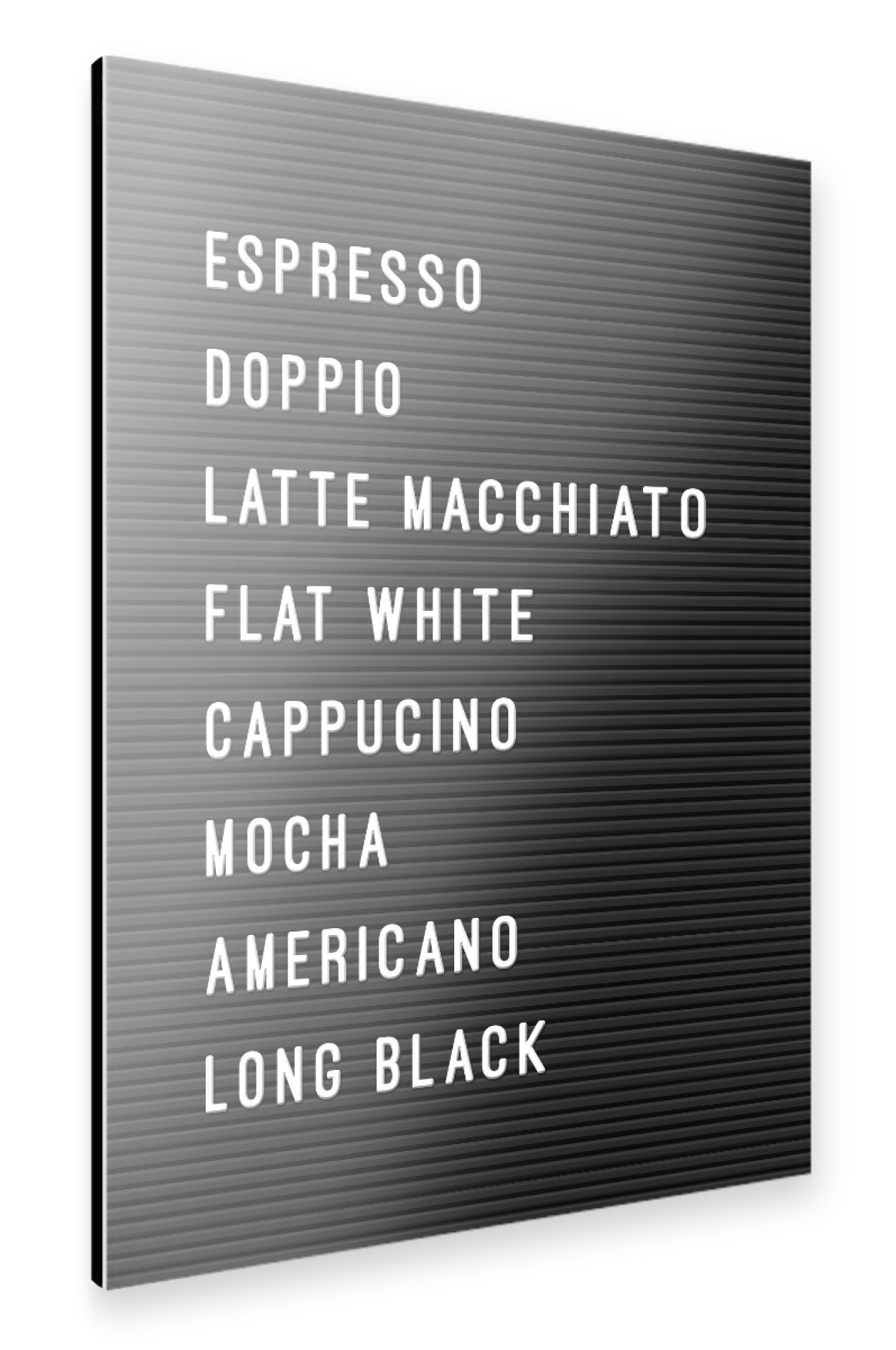 Alu-Dibond "Letterboard Kaffee" 75x50 cm artboxONE