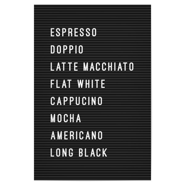 Poster 30x20 cm "Letterboard Kaffee" artboxONE - Typografie,Essen & Trinken,Schwarzweiß