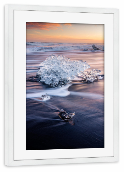 Poster mit Rahmen weiß "Ice beach" artboxONE - Natur,Reise