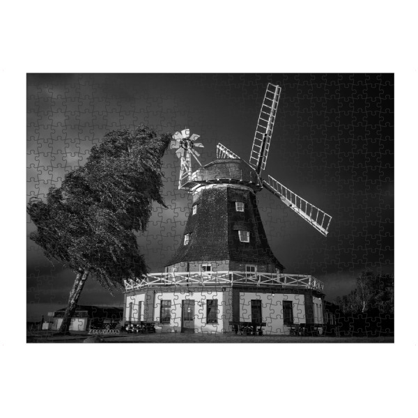 Puzzle Ravensburger "Windmühle im Sturm" artboxONE - Natur,Reise,Schwarzweiß,Architektur,Reise / Strand und Meer