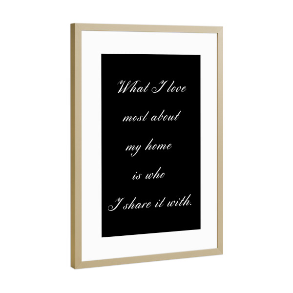 Poster mit Rahmen Gold "Zuhause Liebe" artboxONE - Typografie