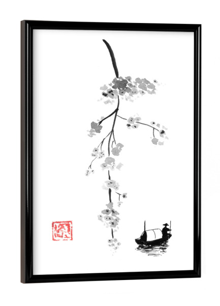 Poster mit schwarzem Rahmen "Branch on the river li" artboxONE - Natur