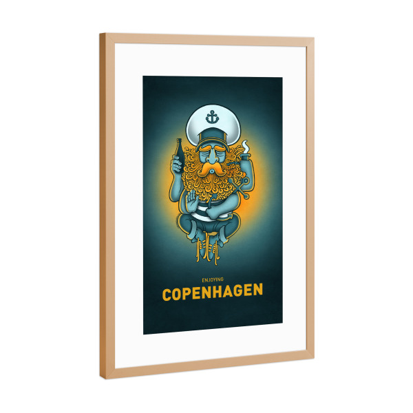 Poster mit Rahmen Kupfer "Copenhagen Sailorgod" artboxONE - Städte,Reise,Streetart,Städte / København,Lustig