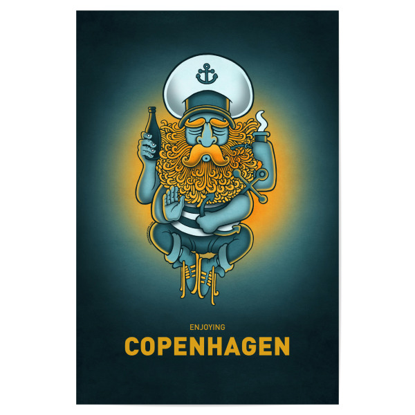 Poster 30x20 cm "Copenhagen Sailorgod" artboxONE - Städte,Reise,Streetart,Städte / København,Lustig