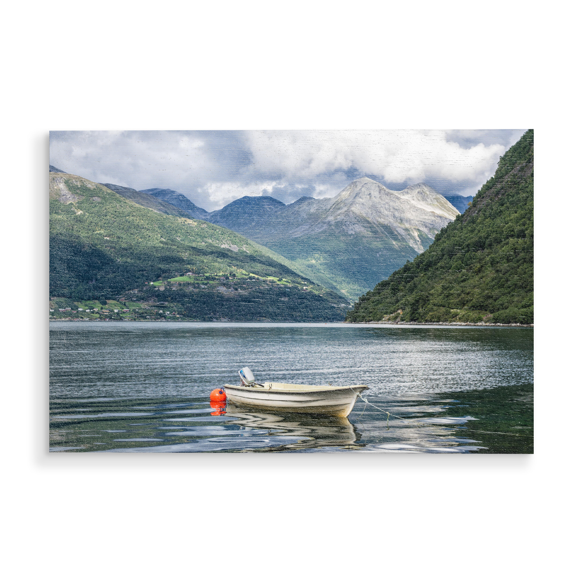 Holzbild "Boot am Storfjord" artboxONE - Natur,Reise,Reise / Strand und Meer,Reise / Länder