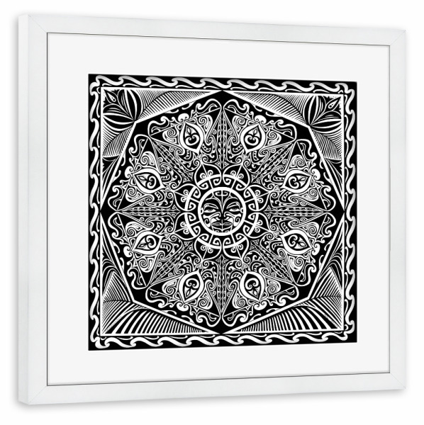 Poster mit Rahmen weiß "MANA TANE" artboxONE - Abstrakt,Geometrie