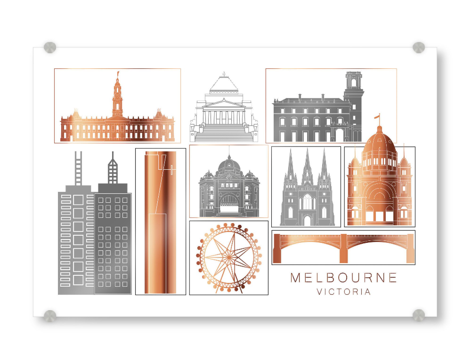 Acrylglasbild "Melbourne skyline copper" artboxONE - Städte,Reise,Architektur
