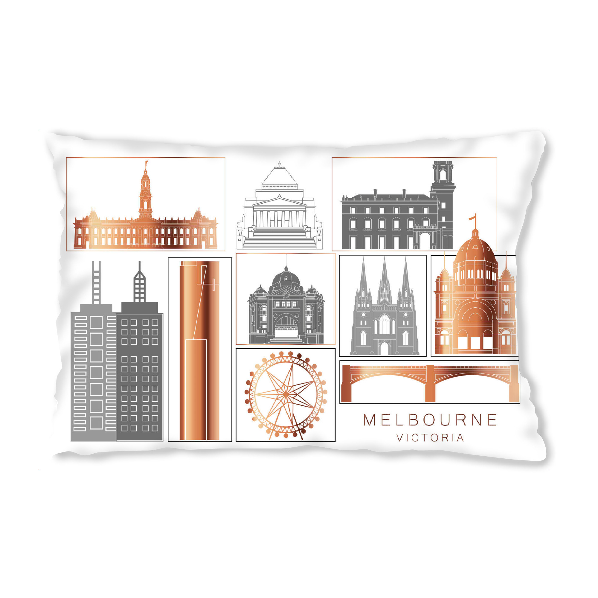 Design-Kissen "Melbourne skyline copper" artboxONE - Städte,Reise,Architektur