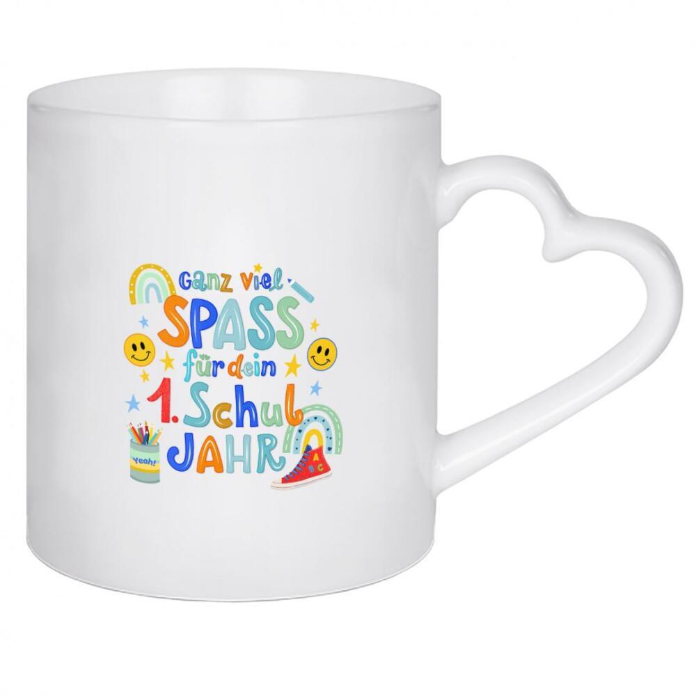 Herztasse "Schulstart" artboxONE - Typografie,Für Kinder,Lustig