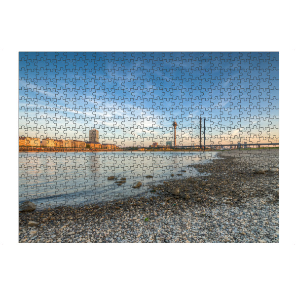 Puzzle Ravensburger "Abend in Düsseldorf am Rhein" artboxONE - Städte,Reise,Architektur,Städte / Düsseldorf