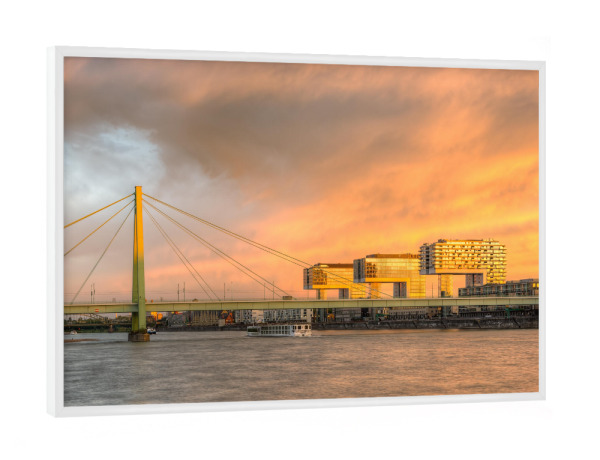 Poster mit weißem Rahmen "Kranhäuser und Severinsbrücke" artboxONE - Städte,Städte / Köln,Reise,Architektur