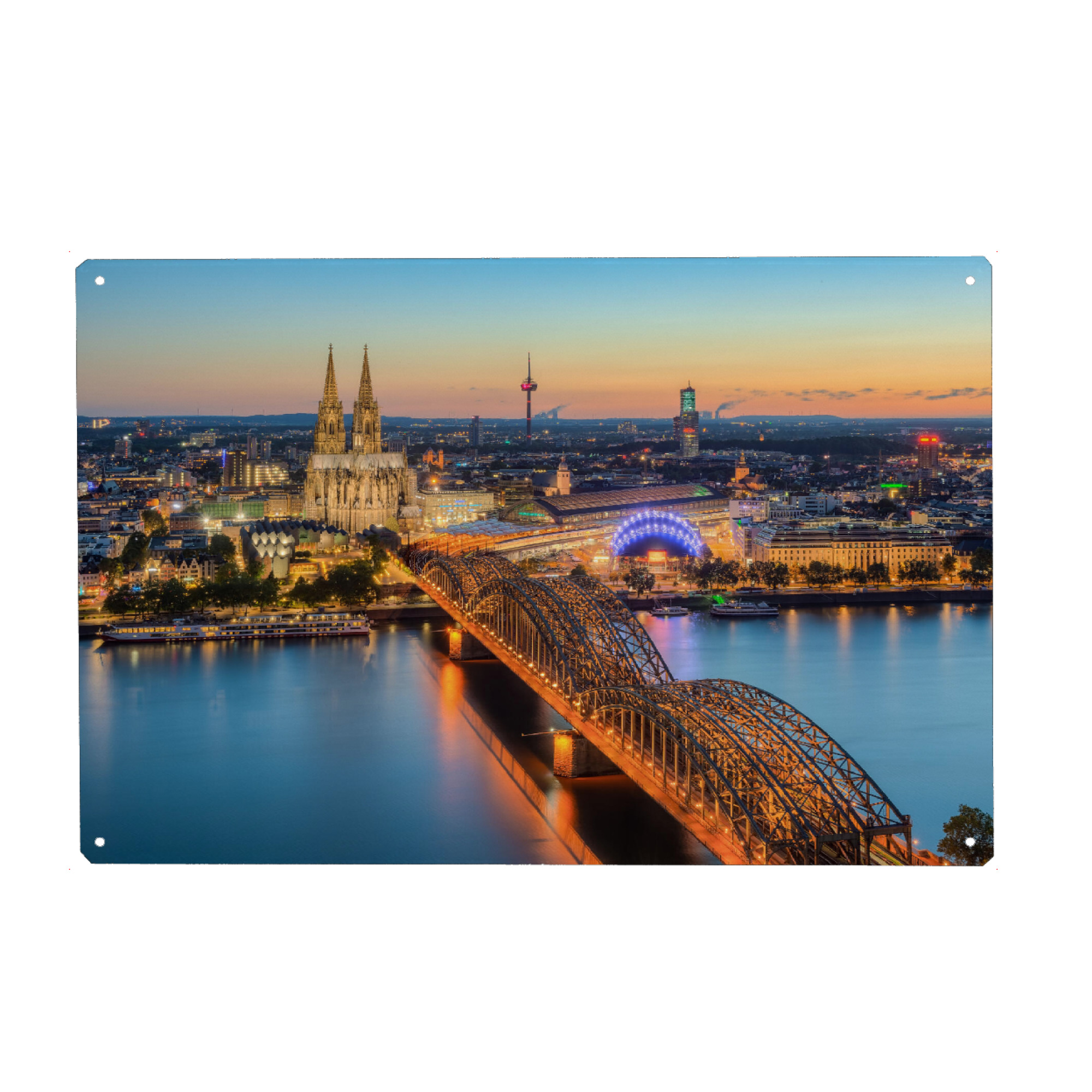 Holzbild "Blick über Köln am Abend" artboxONE - Städte,Städte / Köln,Reise,Architektur