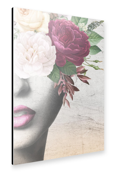 Alu-Dibond "Pink Lipstick Girl" 30x20 cm artboxONE