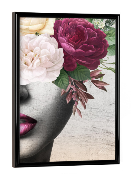 Poster mit schwarzem Rahmen "Pink Lipstick Girl" artboxONE - Floral,Menschen - Flower,Woman,Floral,Texture,Collage,Female,Frau,Blumen,Flowers