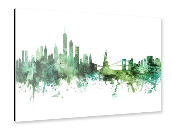 Alu-Dibond "New York Skyline Green" 30x20 cm artboxONE