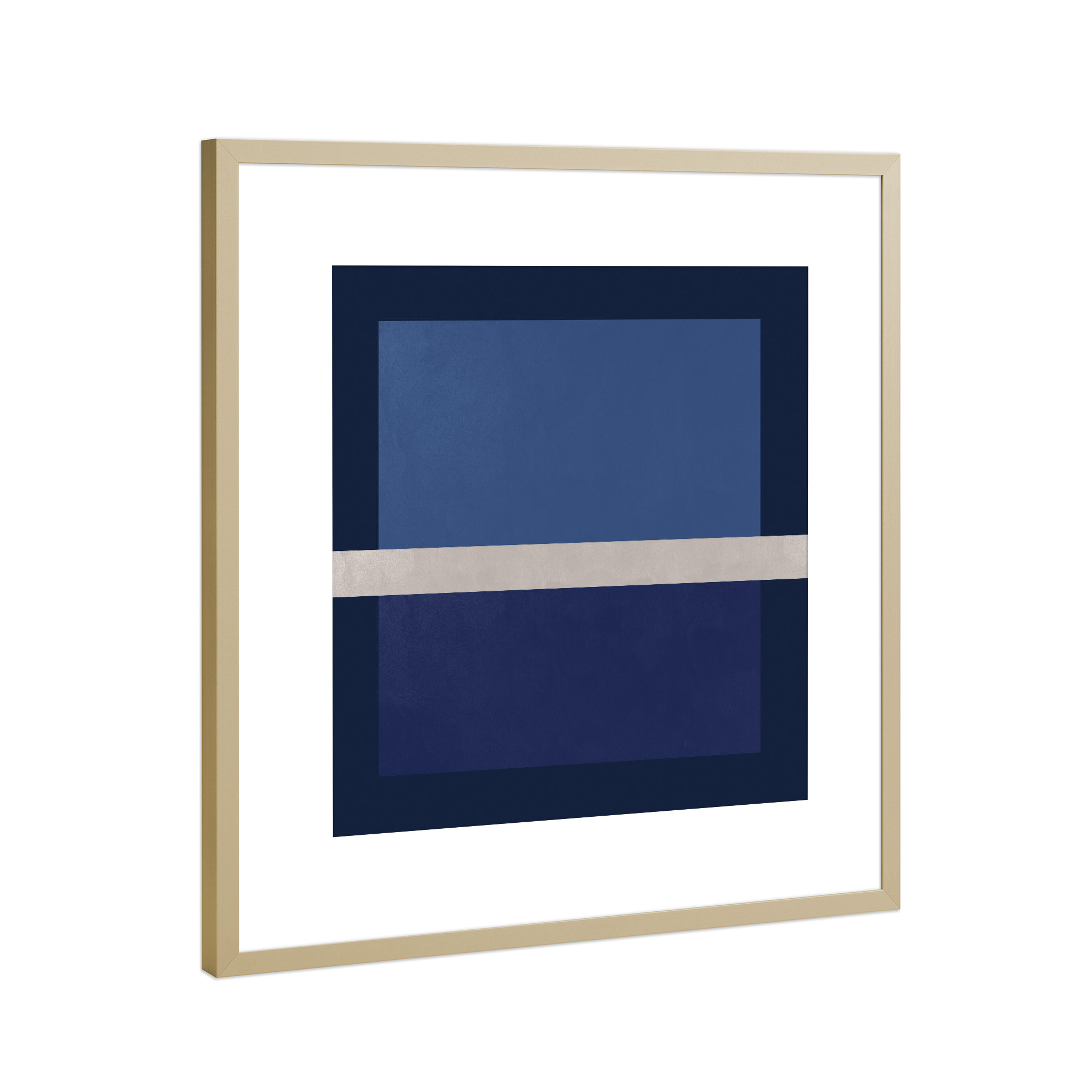 Poster mit Rahmen Gold "Blau Geometrisch Ozean" artboxONE - Geometrie