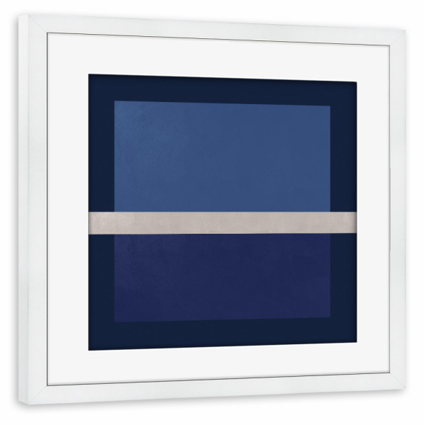 Poster mit Rahmen weiß "Blau Geometrisch Ozean" artboxONE - Geometrie