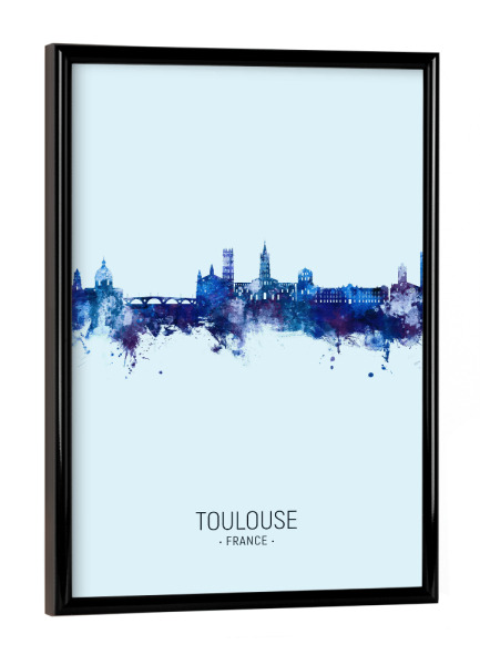 Poster mit schwarzem Rahmen "Toulouse France Skyline Dark Blue" artboxONE - Städte