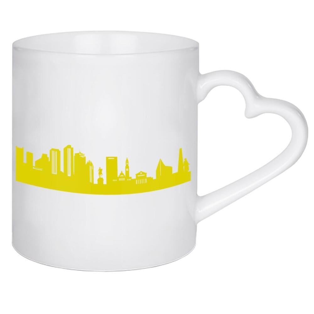 Herztasse "Boston 06 Skyline Spring-Green Print monochrome" artboxONE - Städte,Abstrakt,Architektur,Städte / Boston