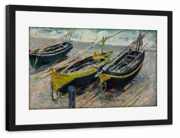 Poster mit Rahmen schwarz "Drei Fischerboote - Claude Monet" artboxONE - Natur,Reise,Reise / Strand und Meer,Reise / Länder