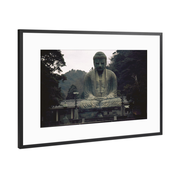 Poster mit Rahmen Schwarz (Metallic) "Kotuku-in - Buddha" artboxONE - Natur,Reise,Architektur,Reise / Asien,Reise / Länder