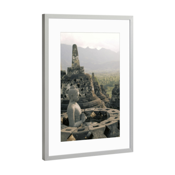 Poster mit Rahmen Silber "The circular terraces, Borobudur" artboxONE - Natur,Reise,Architektur,Reise / Asien,Reise / Länder