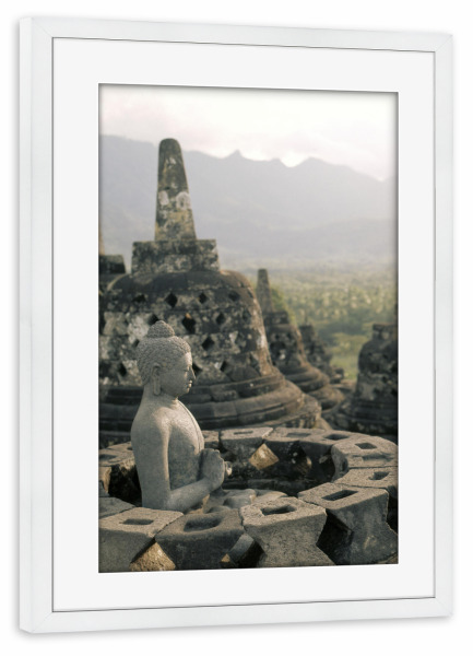 Poster mit Rahmen weiß "The circular terraces, Borobudur" artboxONE - Natur,Reise,Architektur,Reise / Asien,Reise / Länder