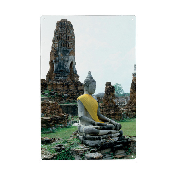 Holzbild "Temple ruins and Buddha statue" artboxONE - Natur,Reise,Architektur,Reise / Länder