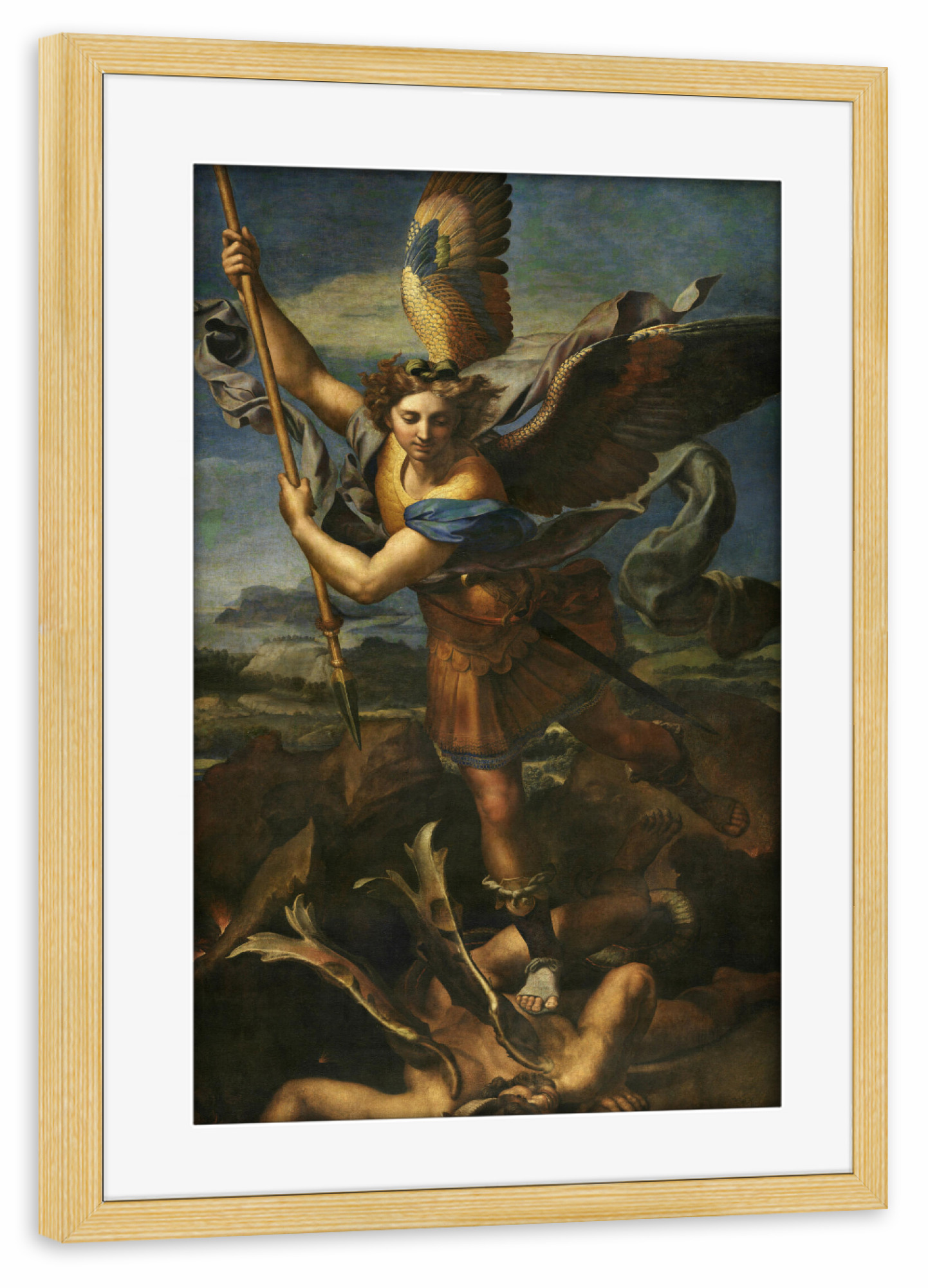 Poster mit Rahmen kiefer "Erzengel Michael erschlägt Satan" artboxONE - Natur,Menschen