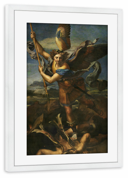 Poster mit Rahmen weiß "Erzengel Michael erschlägt Satan" artboxONE - Natur,Menschen