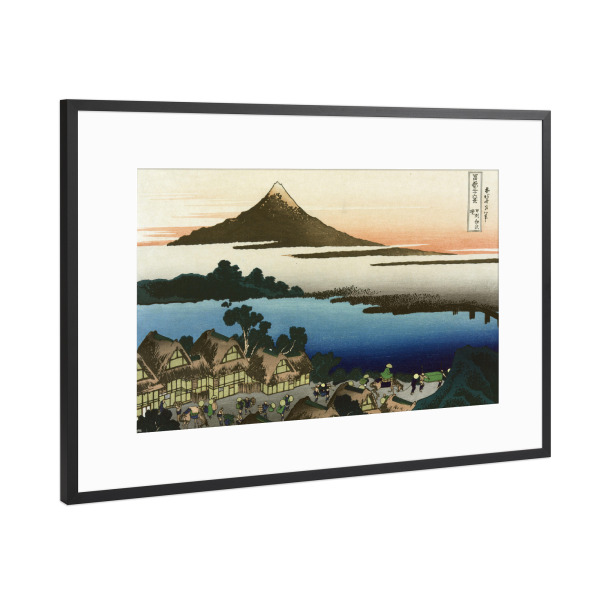 Poster mit Rahmen Schwarz (Metallic) "Dawn at Isawa in the Kai province" artboxONE - Natur,Reise,Reise / Länder