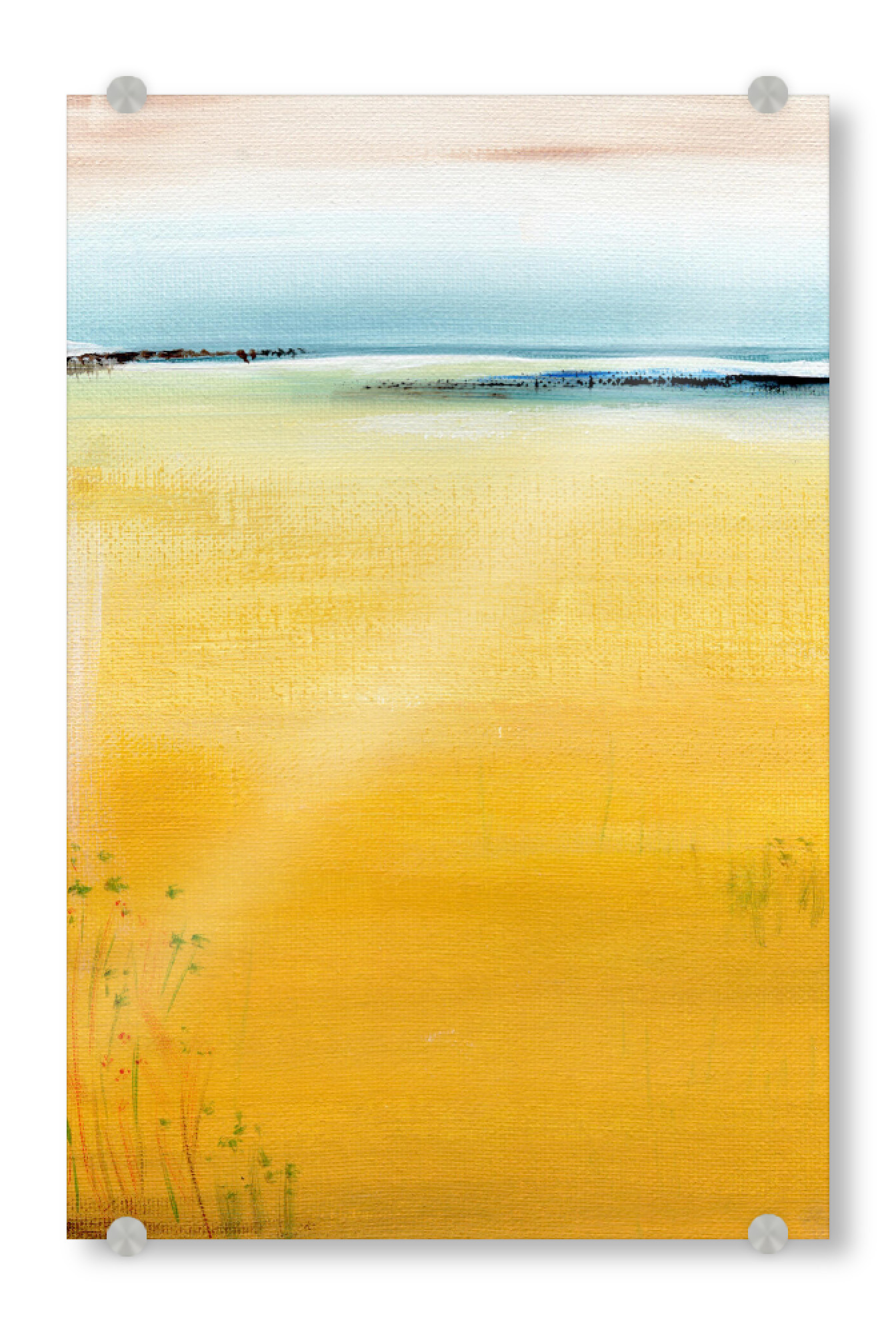 Acrylglasbild "Canary shore otherside" artboxONE - Abstrakt - Sea,Shore,Canary,Sun,Sky,Home decor,Nature,Landscape,Abstract,Abstrakt,Natur,Gelb