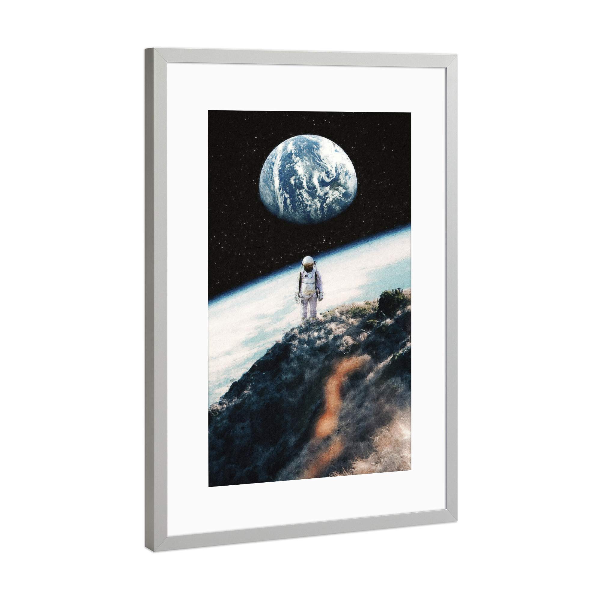 Poster mit Rahmen Silber "Lonely Astronaut" artboxONE - Reise,Menschen,Männer,Galaxy