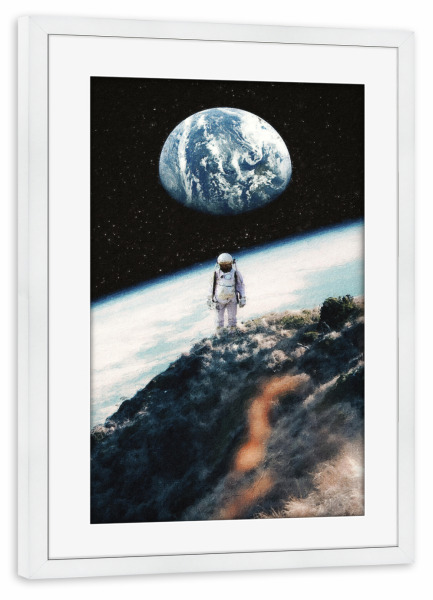 Poster mit Rahmen weiß "Lonely Astronaut" artboxONE - Reise,Menschen,Männer,Galaxy