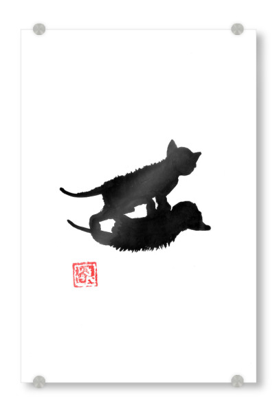 Acrylglasbild "Cat shadow" artboxONE - Tiere - Cat,Neko,Sumie,Japan,Katze,Schwarzweiß,Blackandwhite,Tier,Animal,Minimal,Minimalistisch