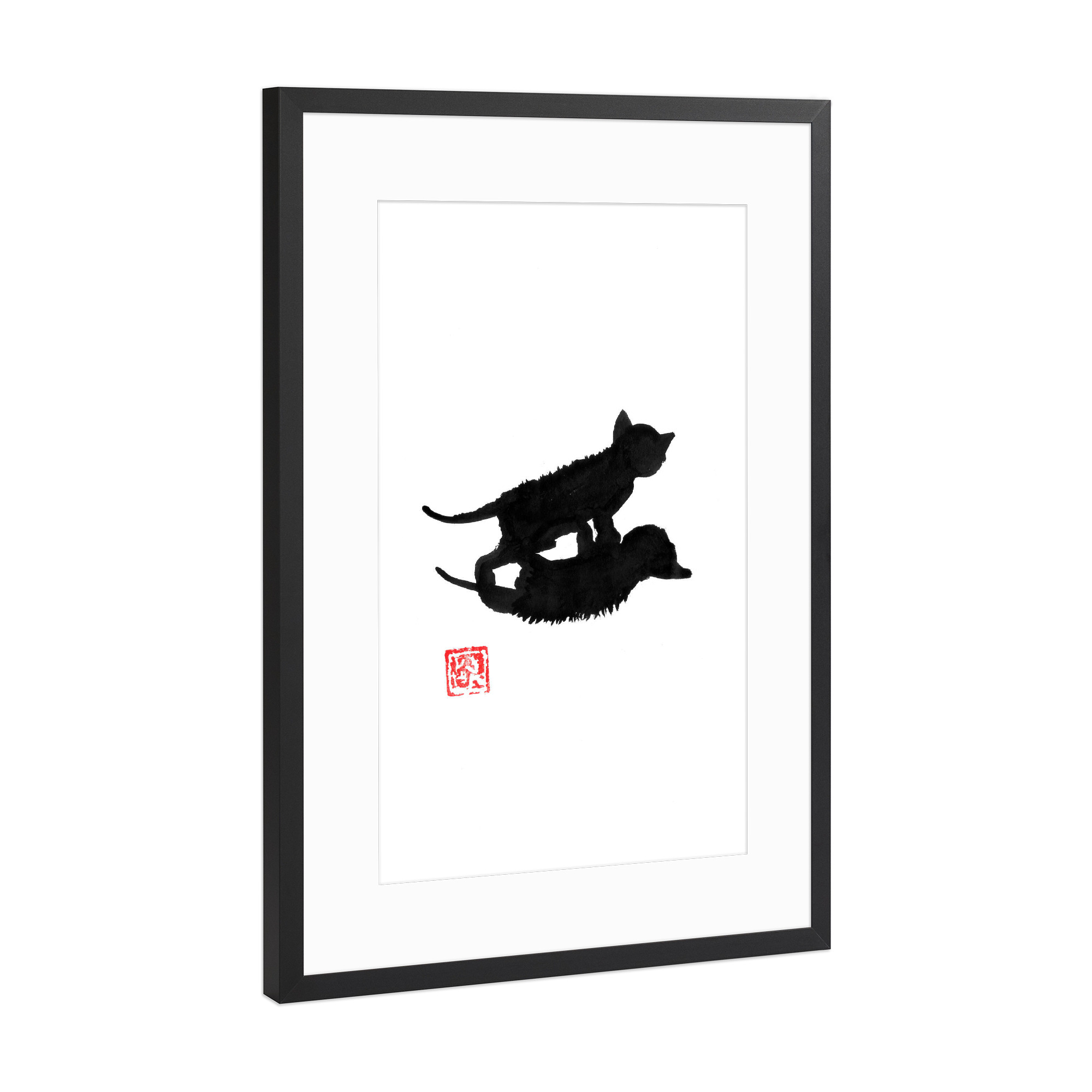 Poster mit Rahmen Schwarz (Metallic) "Cat shadow" artboxONE - Tiere
