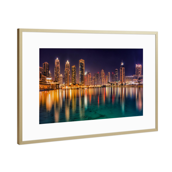 Poster mit Rahmen Gold "Downtown Dubai" artboxONE - Städte,Reise,Architektur,Städte / Dubai