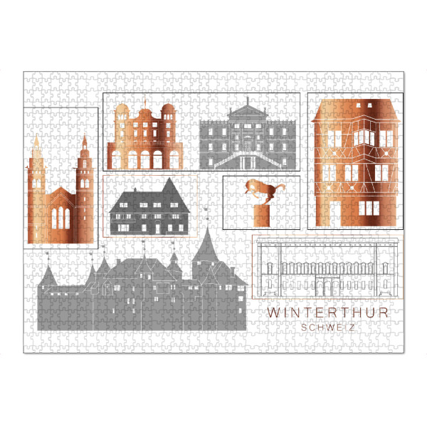 Puzzle Ravensburger "Winterthur skyline copper" artboxONE - Städte,Reise,Architektur